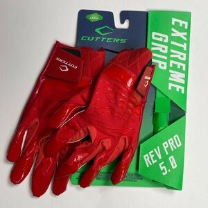 NWT Cutters Men's Rev Pro 5.0 Red Football Gloves size Large